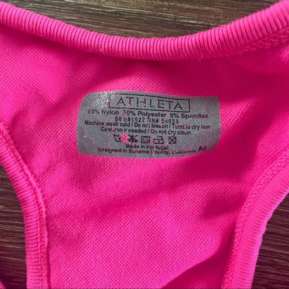 Athleta Tank Top Racerback Striped Pink‎ Orange Athletic Workout Gym - Picture 3 of 4
